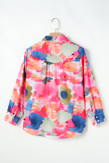 Abstract Ruffle Puff Sleeve Shirt