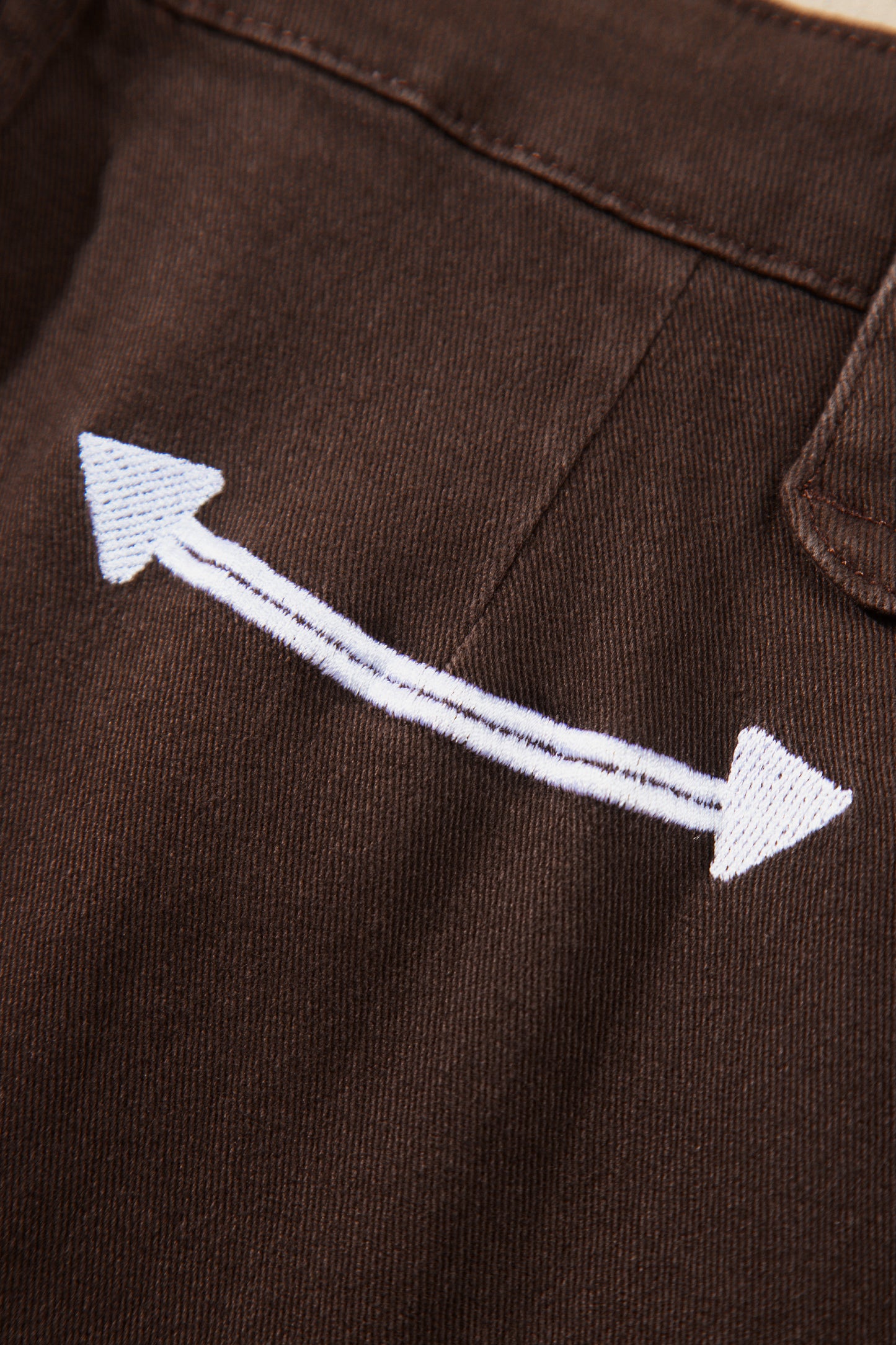 Western Arrow Embroidered Button Fly Straight Leg Jeans