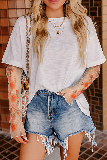 Floral Long Sleeve Patchwork Tee