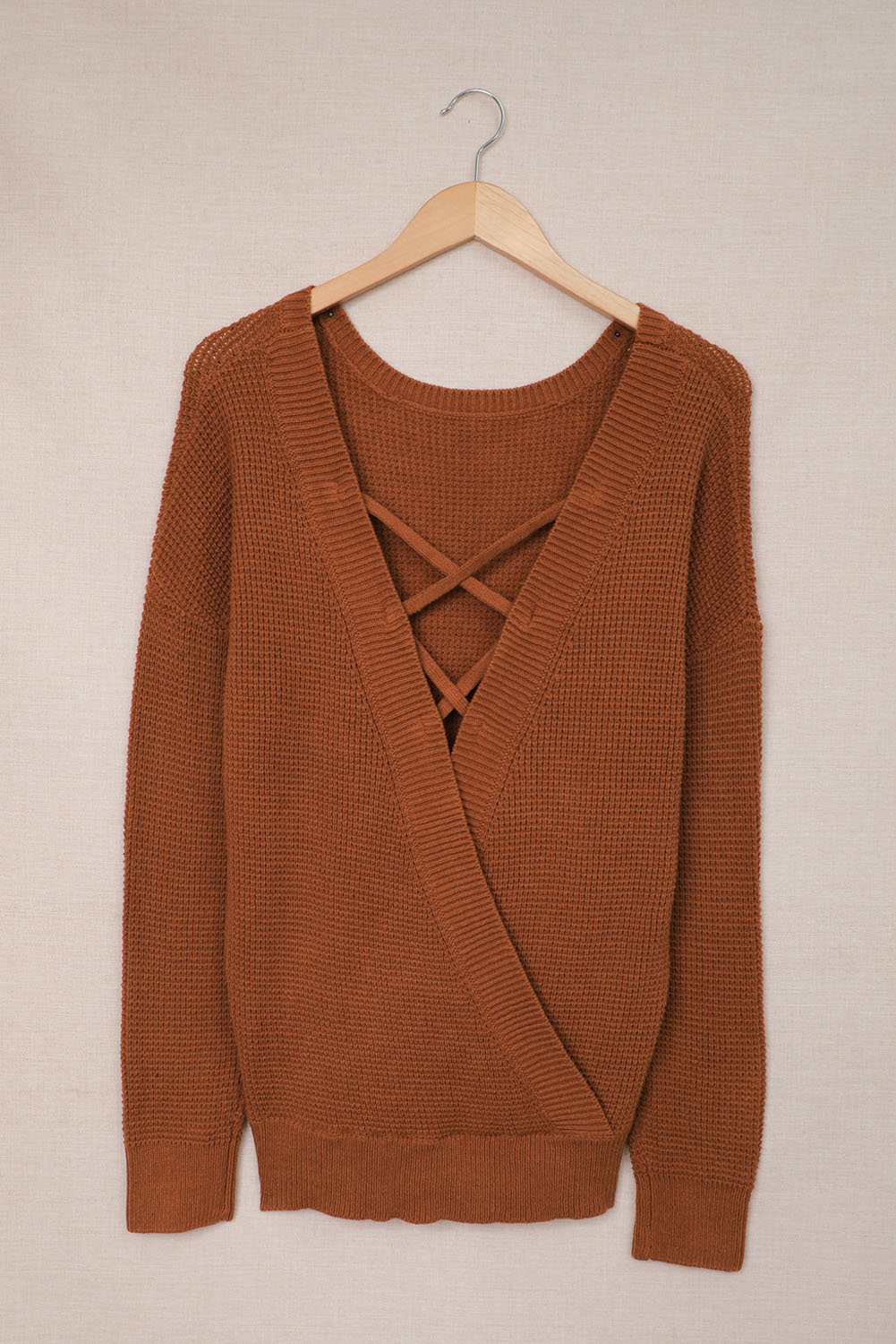 Cross Back Loose Knit Sweater