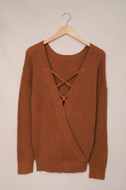 Cross Back Loose Knit Sweater