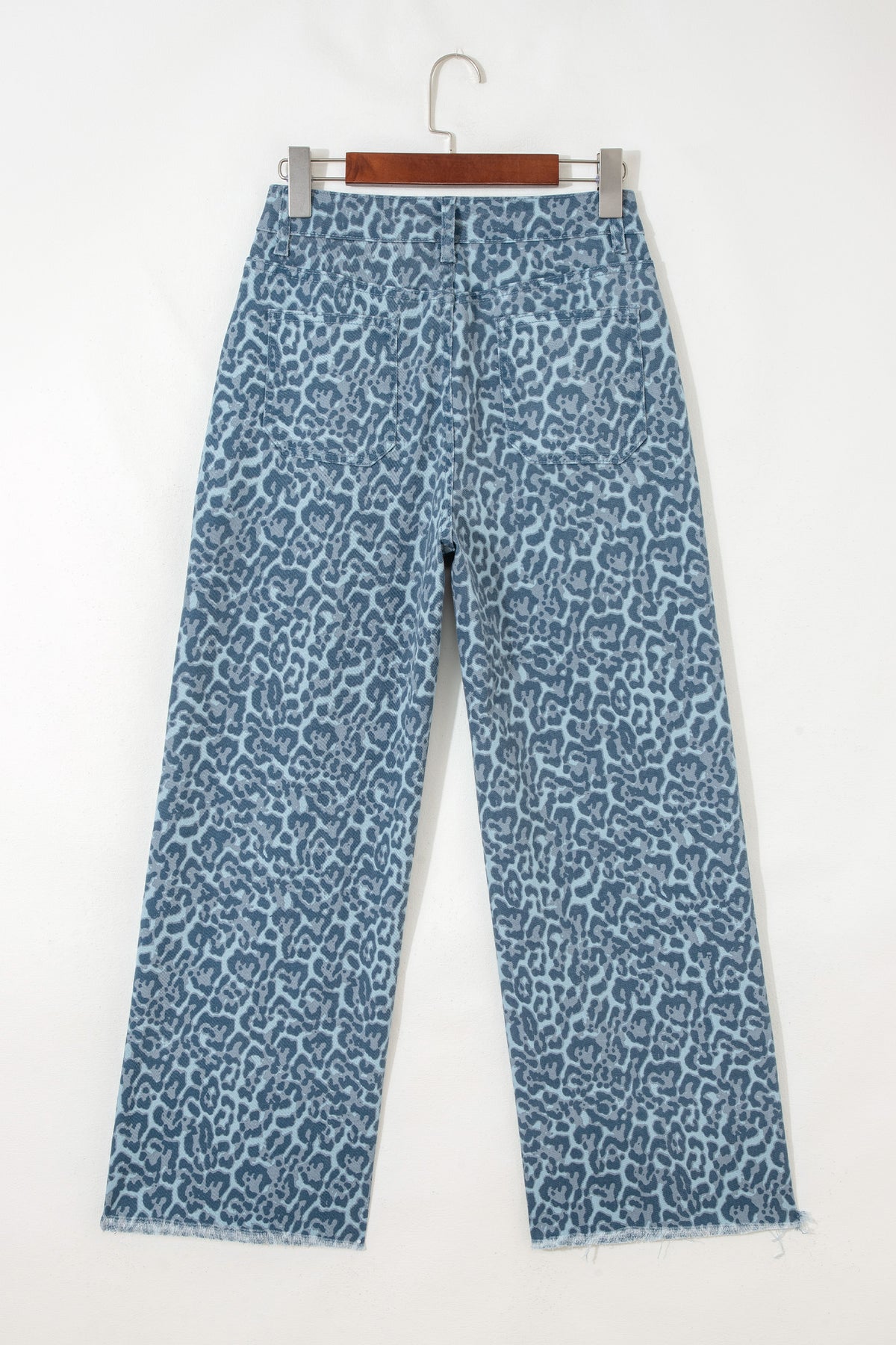 Leopard Frayed Edge High Waist Wide Leg Jeans