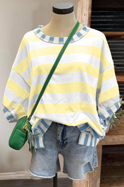 Stripe Patchwork Exposed Seam Oversized Top