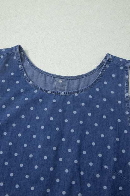 Polka Dot Ruffle Hem Sleeveless Mini Dress