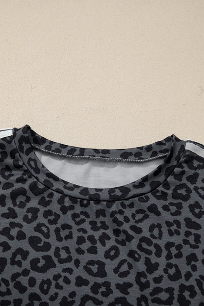 Leopard Varsity Stripe 3/4 Sleeve Top & Pants Set