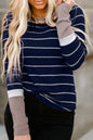 Stripe Colorblock Ribbed Pullover Top