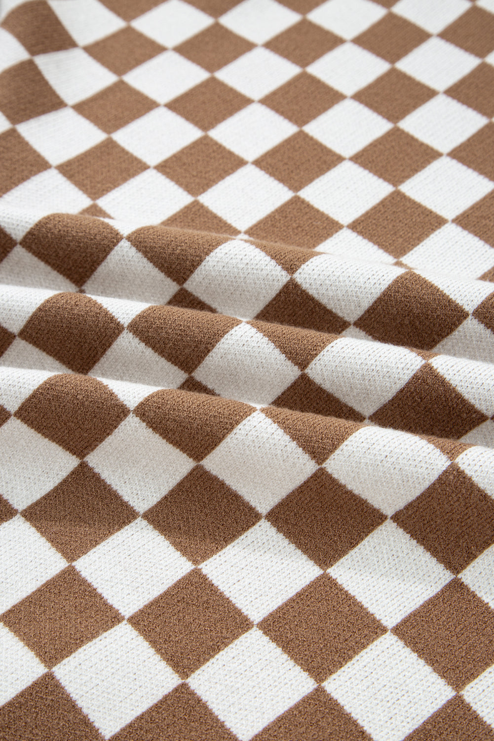 Plus Size Checker Contrast Edge Crewneck Sweater