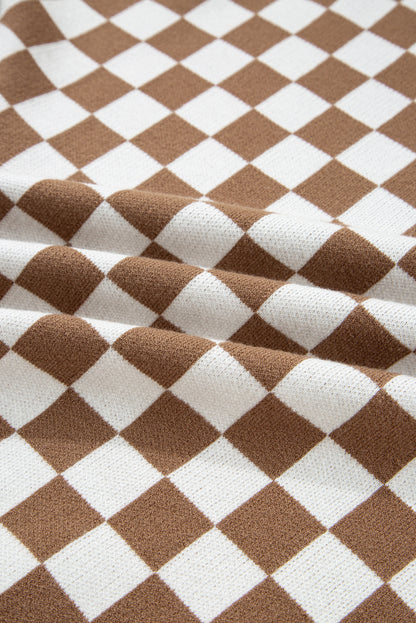 Plus Size Checker Contrast Edge Crewneck Sweater