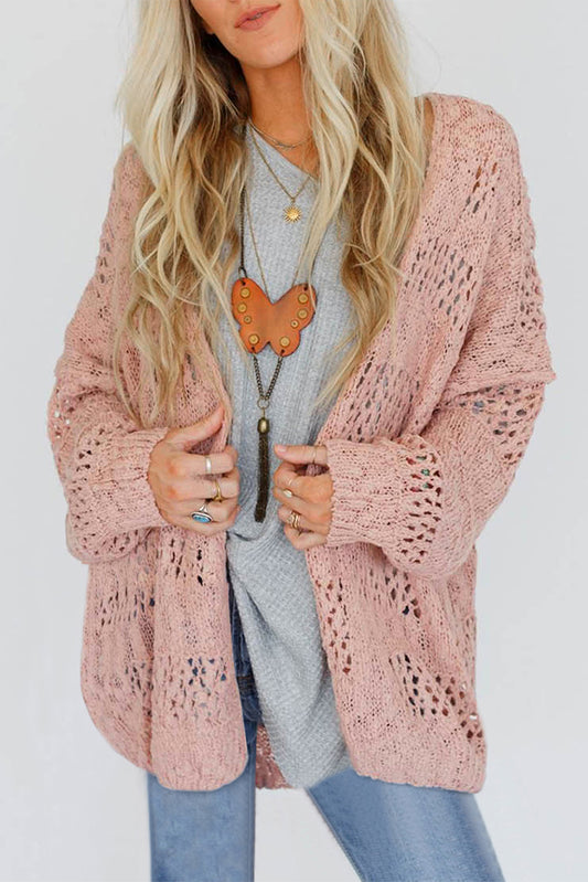 Hollowed Dolman Long Sleeve Cardigan