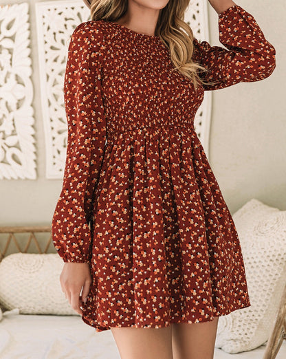 Floral Smocked Long Sleeve Dress