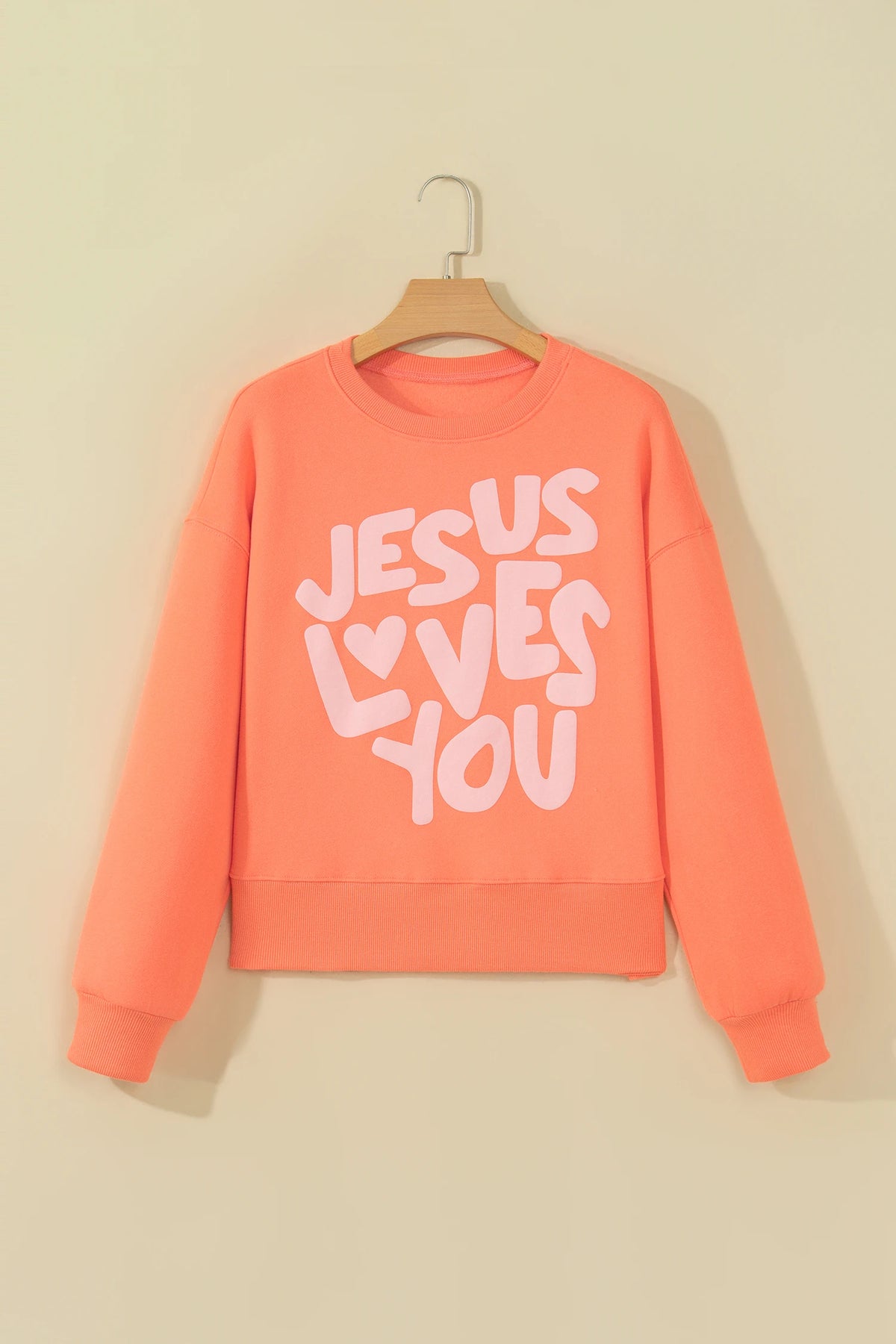 JESUS LOVES YOU Puff Letter Print Sweatshirt