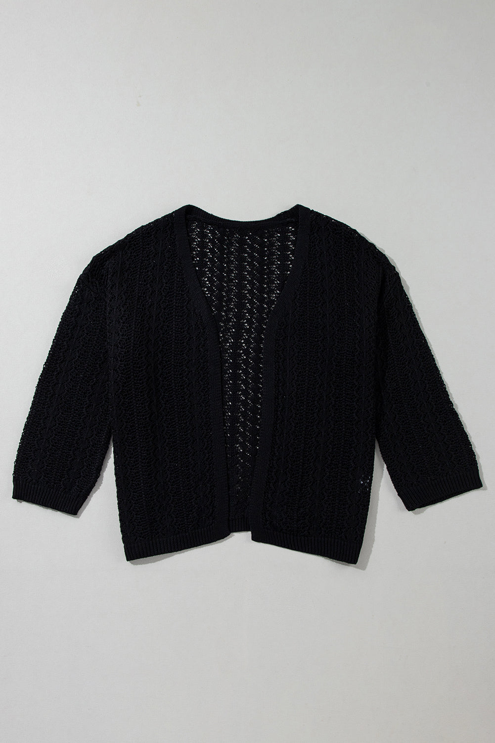 Hollowed Knit 3/4 Sleeve Cardigan