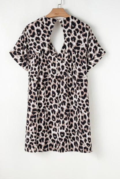 Leopard Backless V-Neck Mini Dress