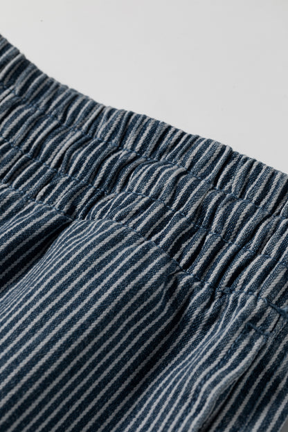 Plus Size Stripe Denim Contrast Drawstring Shorts