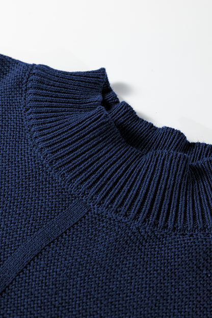 Solid Front Seam Drop Shoulder Sweater