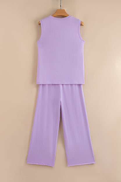 Mineral Wash Round Neck Tank & Pants Set