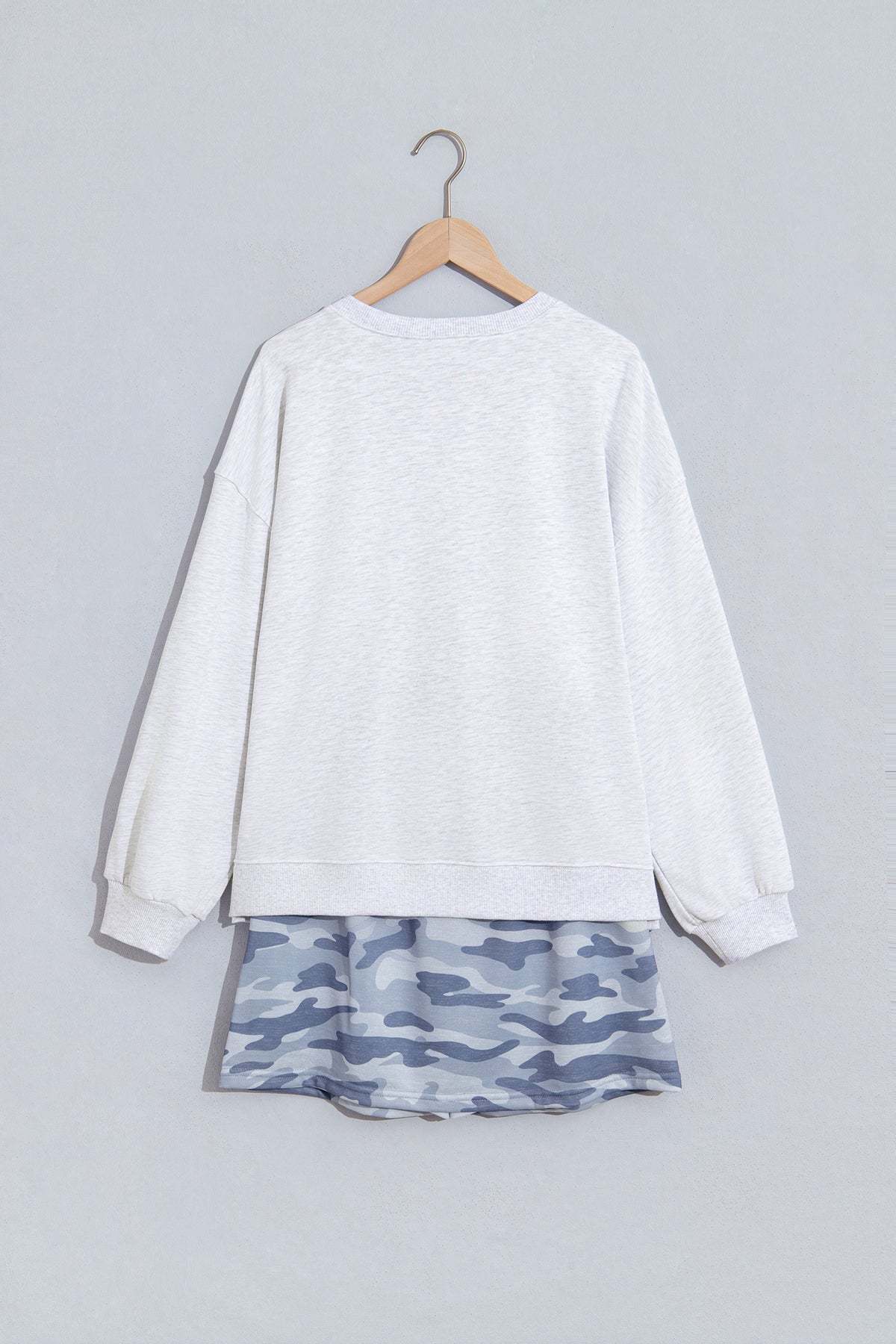 WWJD Camo Letter Print Long Sleeve Top & Skort Set
