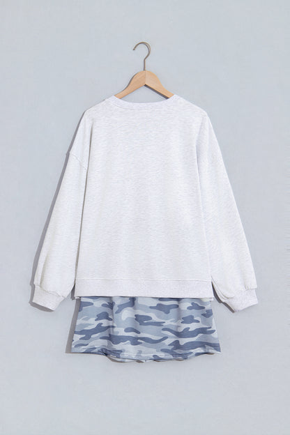 WWJD Camo Letter Print Long Sleeve Top & Skort Set