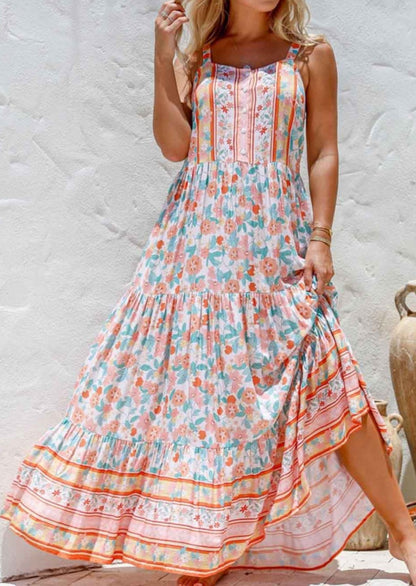 NEW! Floral Sleeveless Tiered Maxi Dress