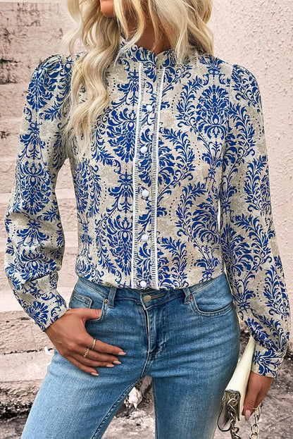 Boho Bishop Sleeve Buttoned Shirt