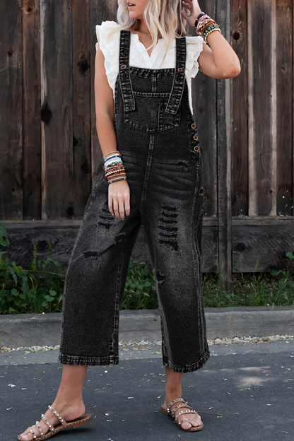 Denim Distressed Bib Pocket Overall