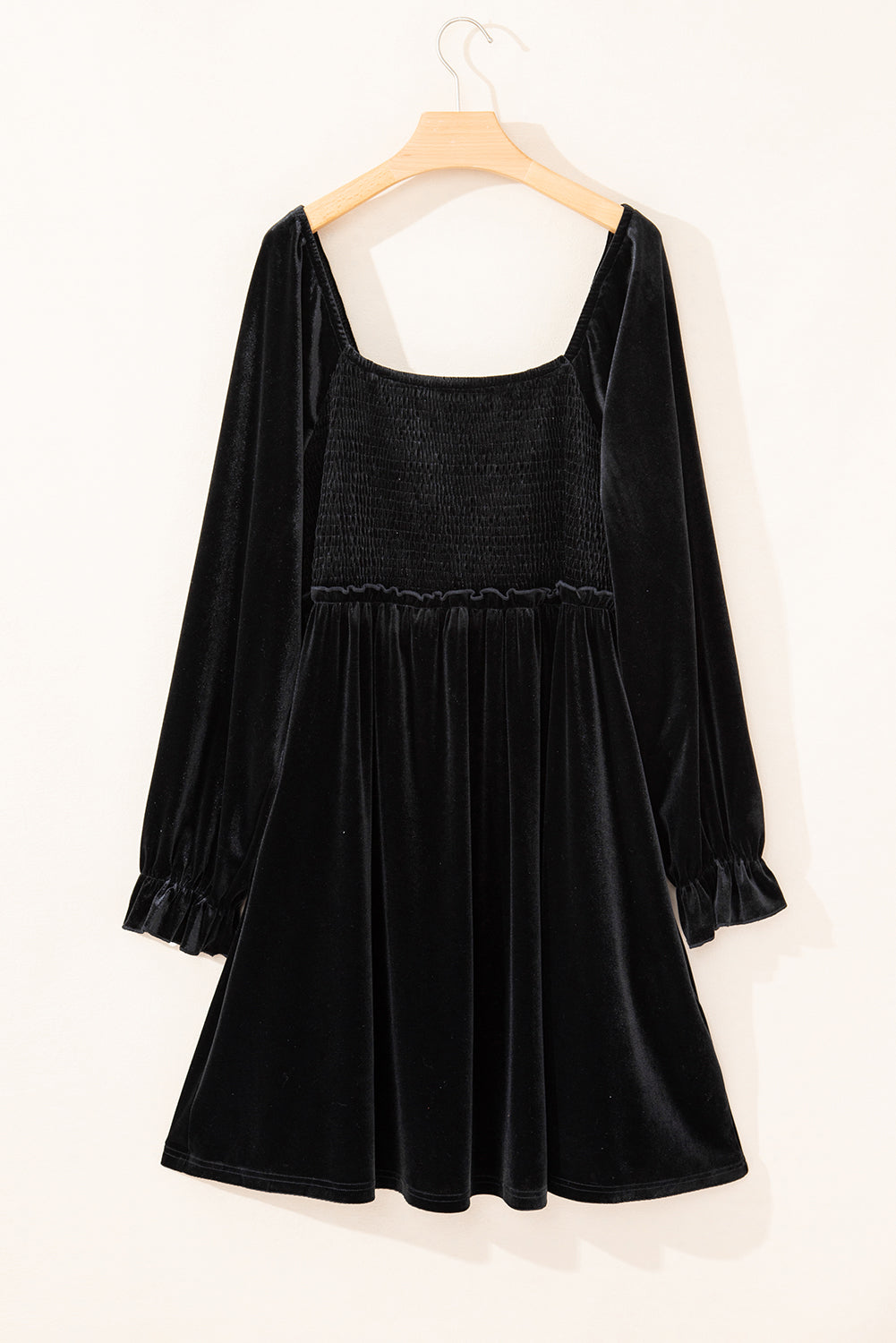 Plus Size Velvet Flounce Long Sleeve Dress