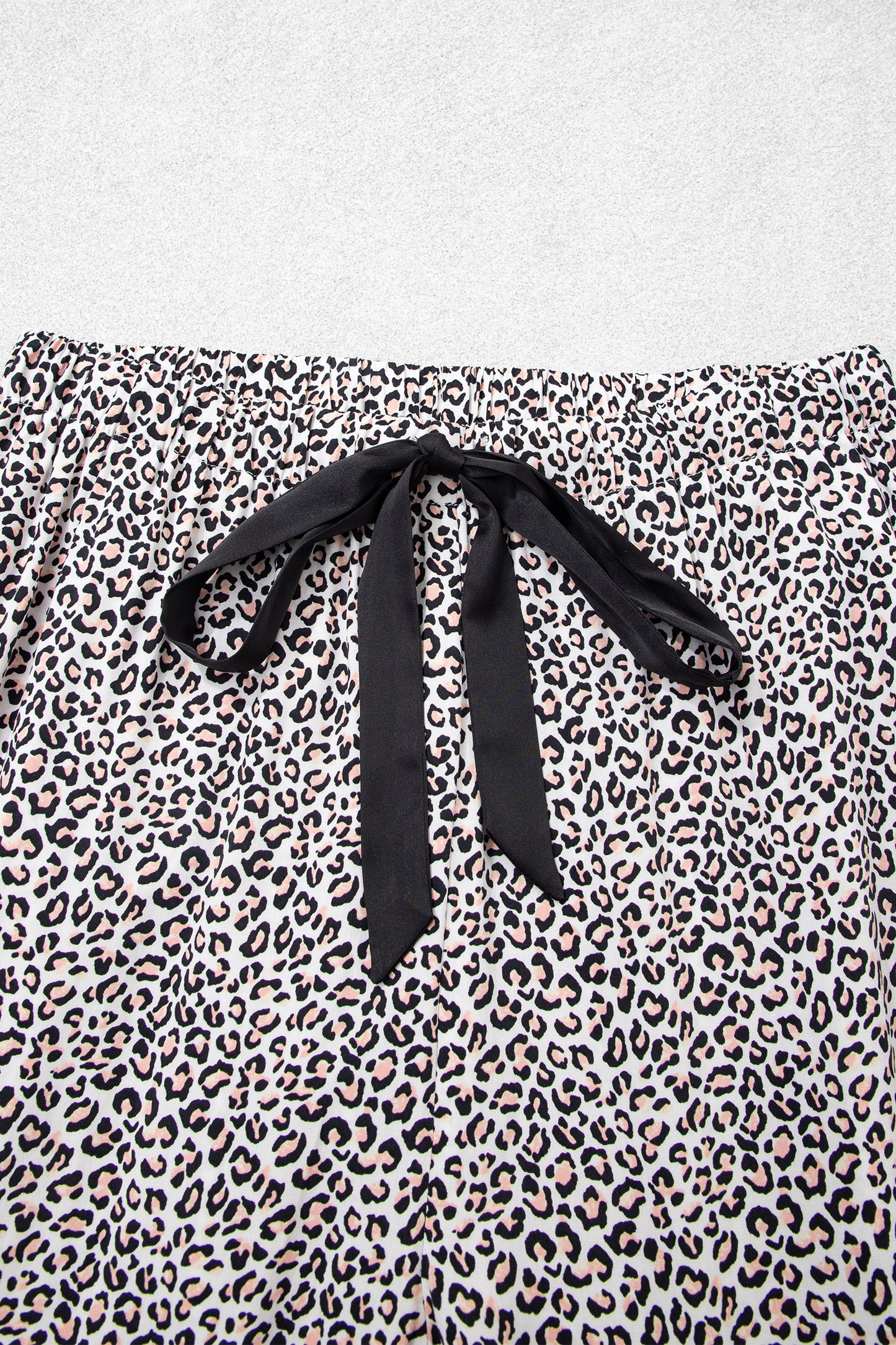 Leopard Bow Long Sleeve Top & Pants Pajama Set