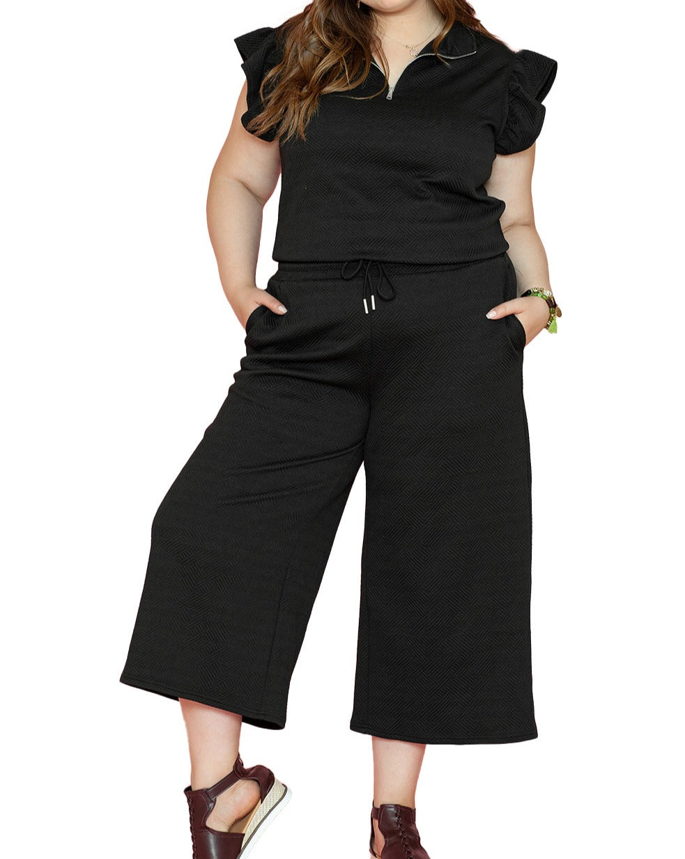 Ruffle Two-Piece Pants Set Plus Size