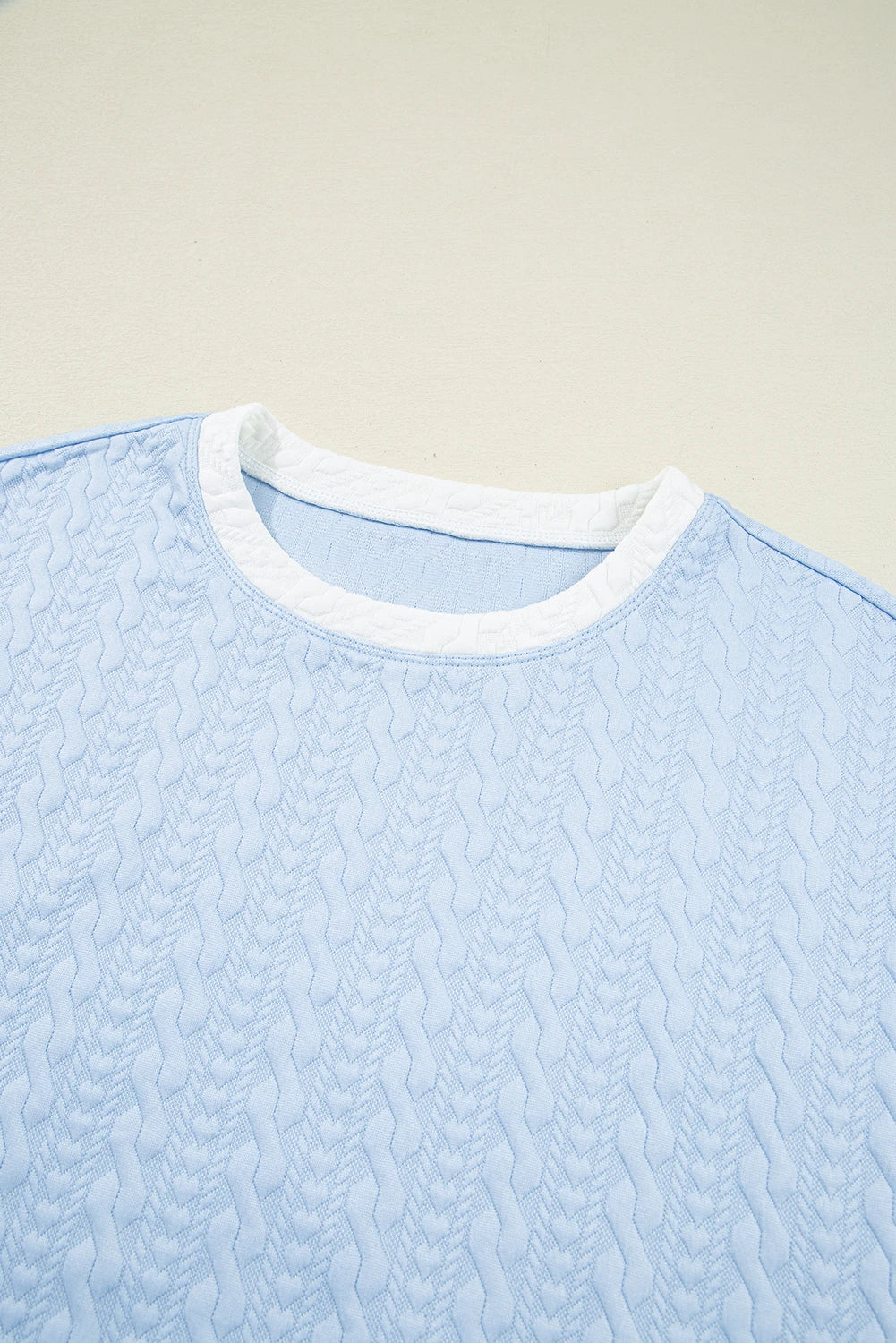 Textured Contrast Trim Crewneck Tee & Pocketed Skirt Set