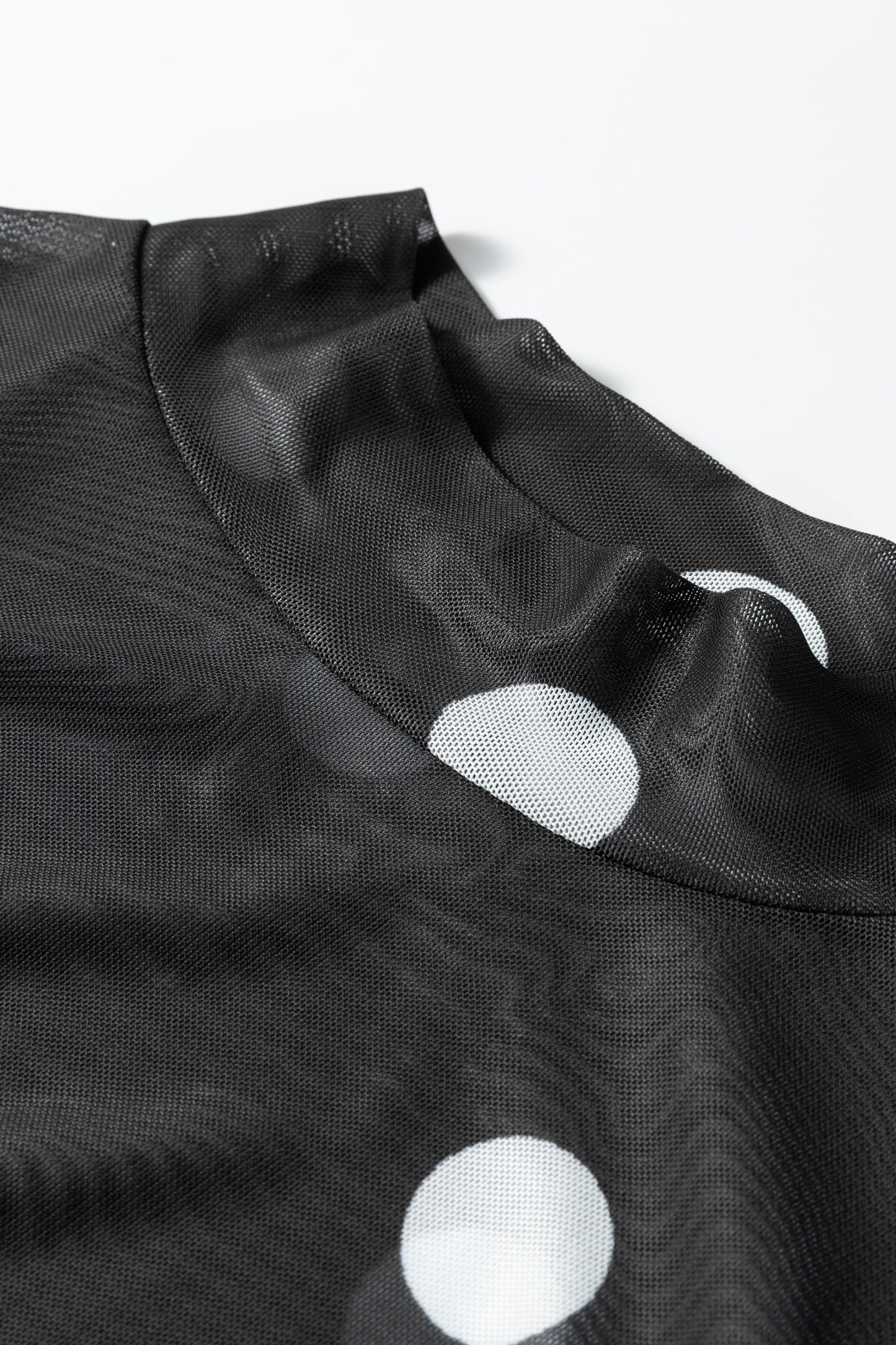 Polka Dot Mesh Long Sleeve Bodysuit