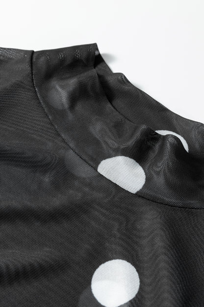 Polka Dot Mesh Long Sleeve Bodysuit