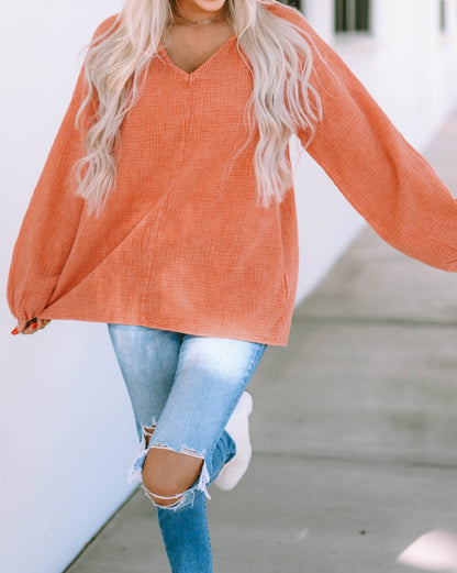 Crinkle Gauze Puff Sleeve Blouse