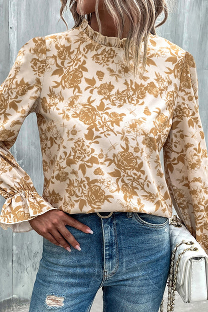 Floral Frilled Long Sleeve Blouse