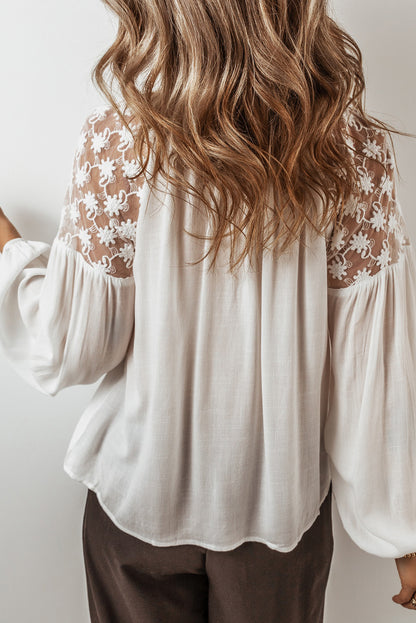 Floral Lace Puff Sleeve Blouse