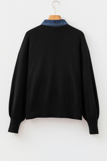 Drop Shoulder Placket Shirt Collar Long Sleeve Cardigan