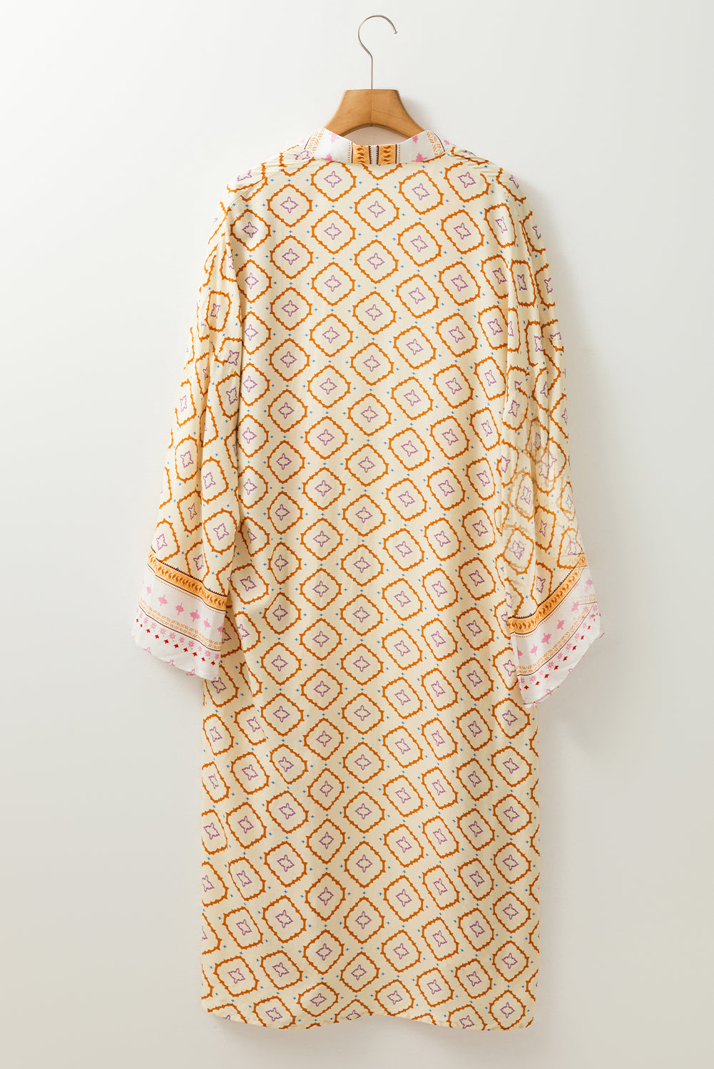 Geometric Wide Sleeve Long Kimono