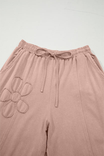 Floral Patch Mineral Wash Terry Knit Pants