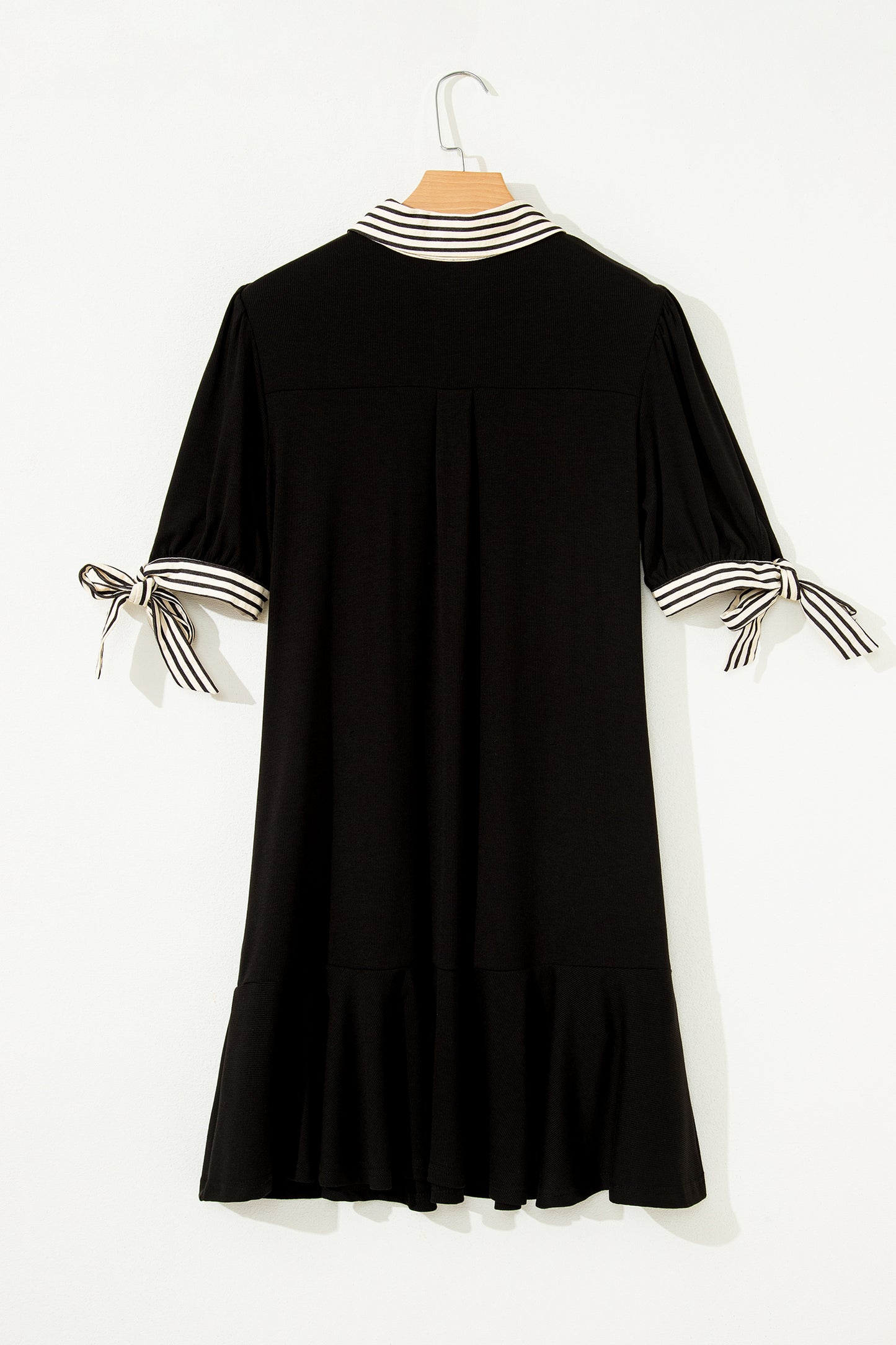 Stripe Polo Collar Tied Short Sleeve Mini Dress