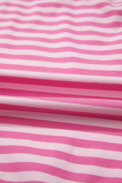 Stripe Cap Sleeve Tee & Elastic Waist Shorts Set