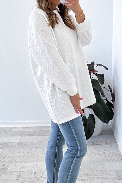 Cable Textured Sweatshirt Plus Size