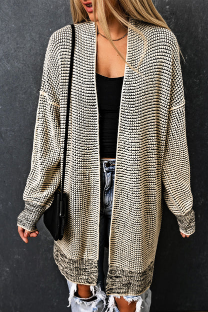 Plaid Knit Open Front Cardigan