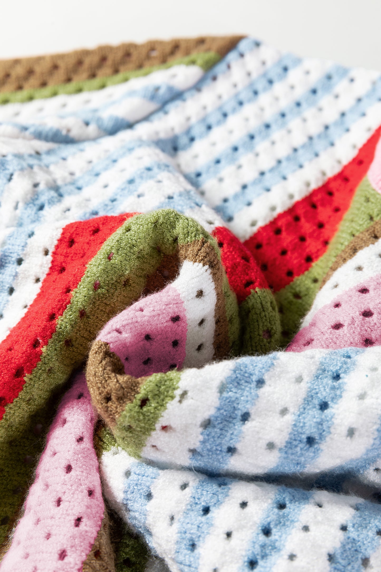 Stripe Pointelle Knit 3/4 Sleeve Sweater