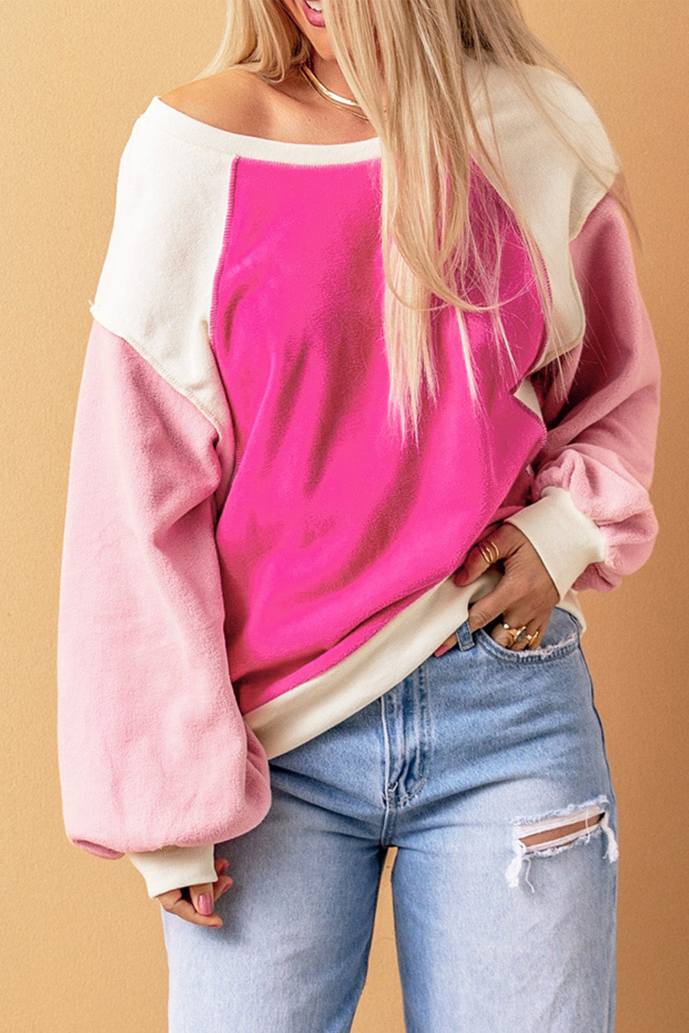 Colorblock Fleece Long Sleeve Sweatshirt