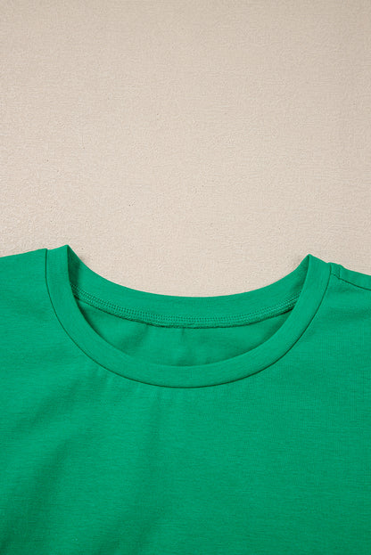 Eyelet Embroidered Ruffle Sleeve Crew Neck Top