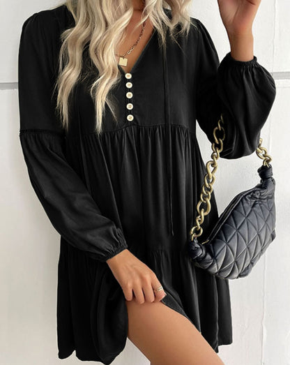 Ruffle Tiered Puff Sleeve Dress