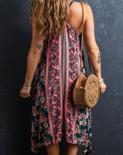 Floral Patchwork Sleeveless Midi Sundress