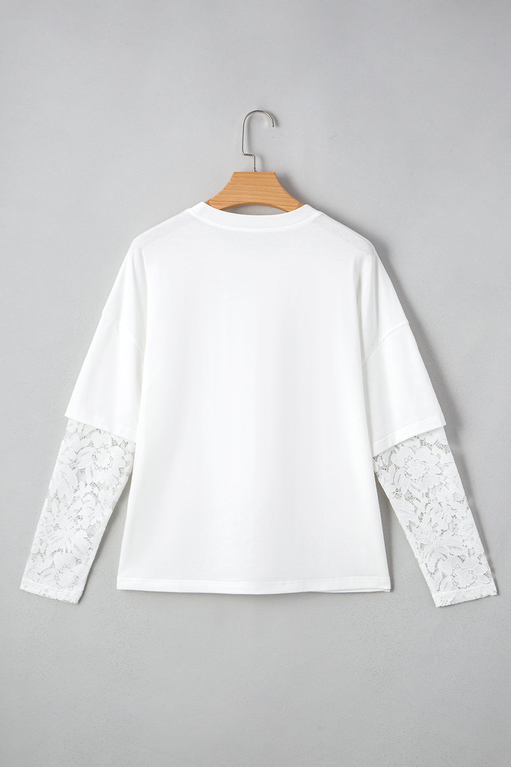 Lace Insert Long Sleeve Drop Shoulder Tee