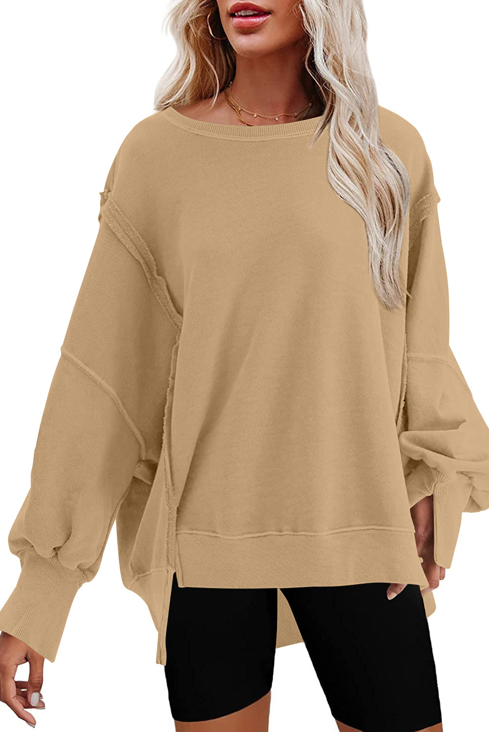 Exposed Seam High Low Hem Sweatshirt