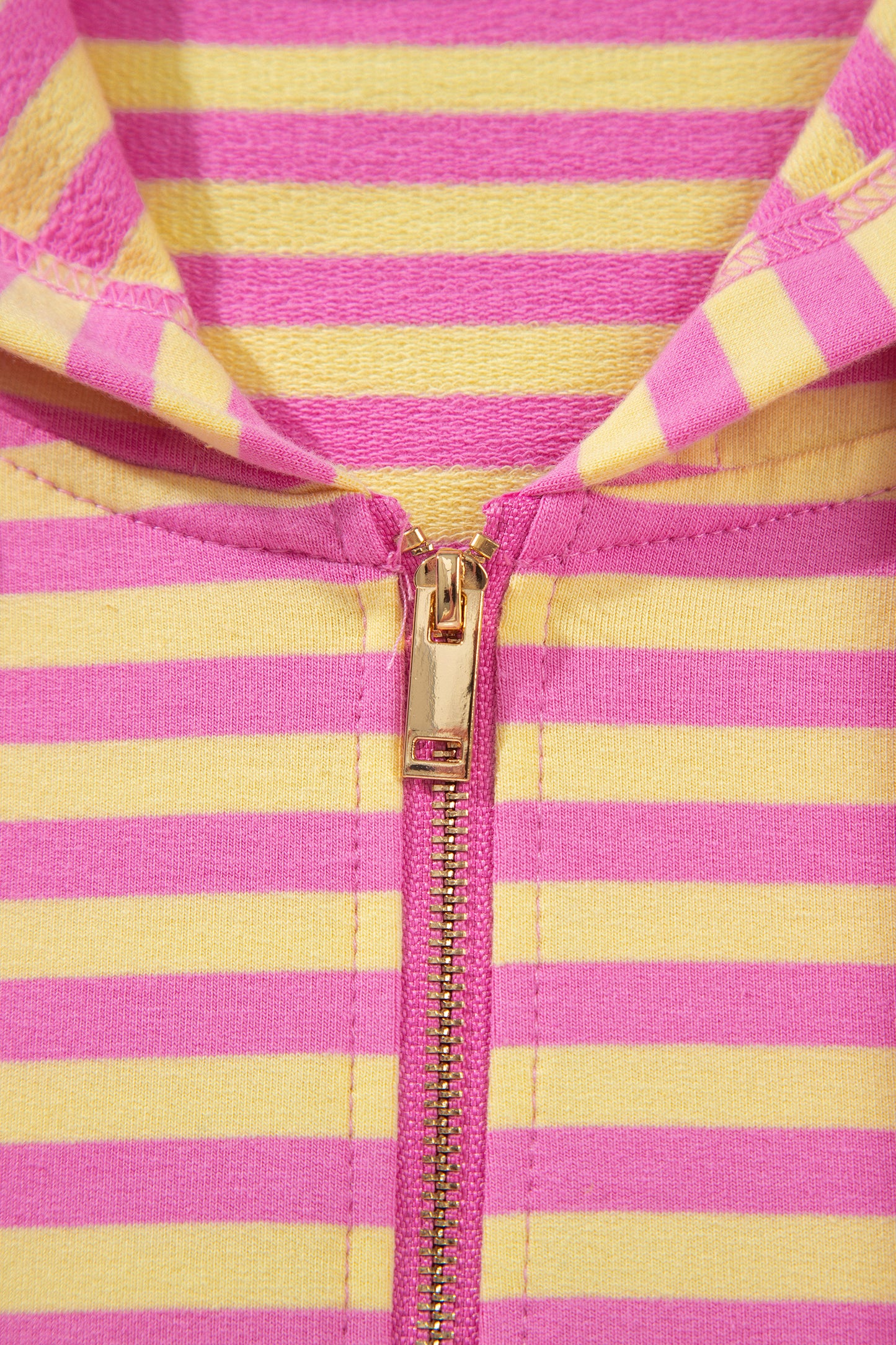 Stripe Long Sleeve Zip-Up Hoodie & Shorts Set