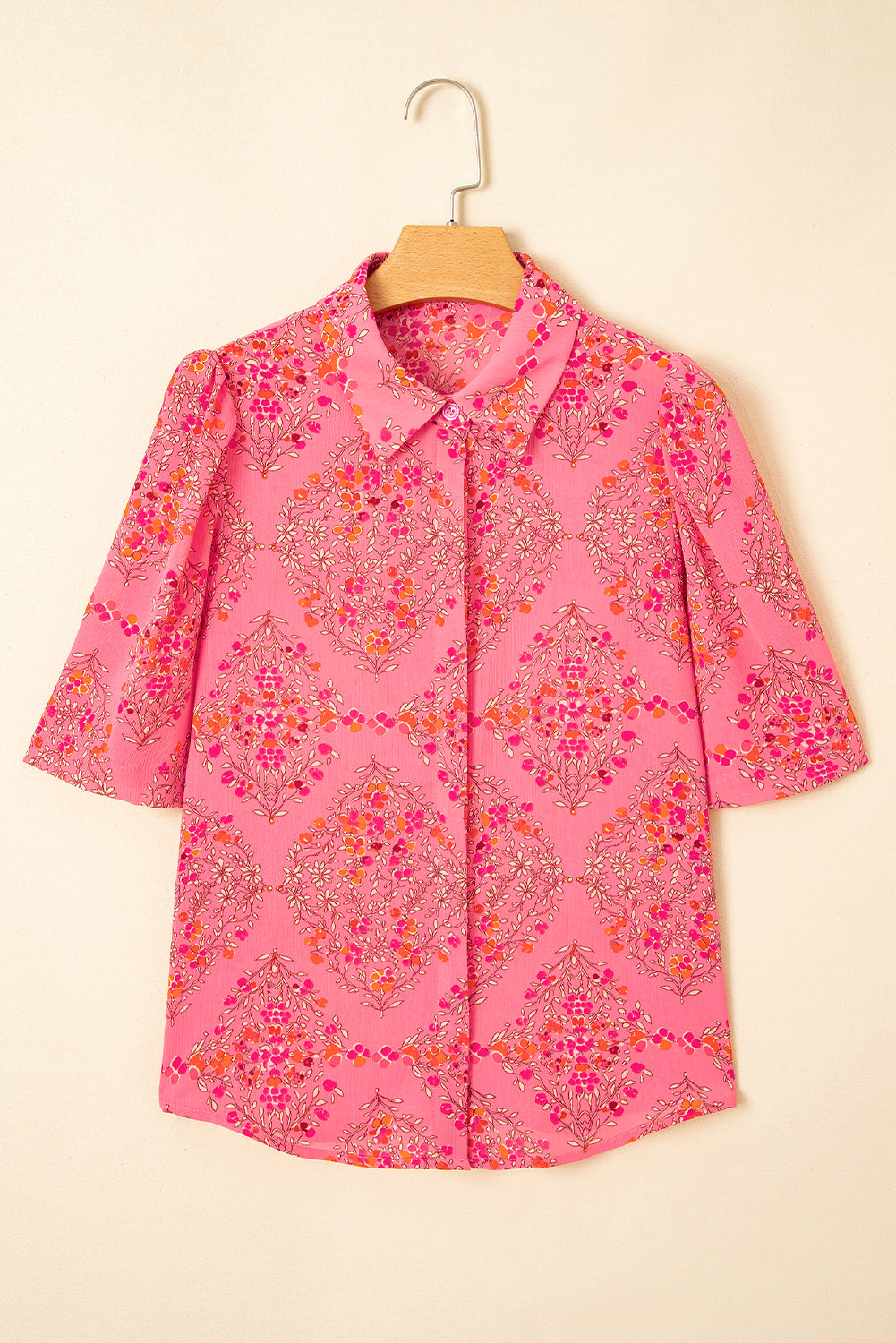Floral Wide Short Sleeve Button Up Shirt